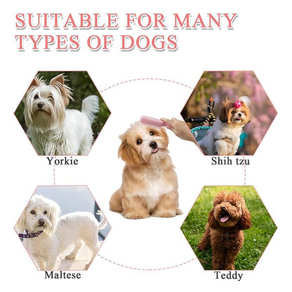 3 Pcs Puppy Brush for Small Dogs, Scalable Grooming Brush,Suitable for Small Dogs Cats Rabbits of All Hair Types (Pink)