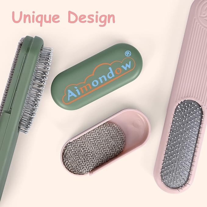 Dog Hair Remover Brush, Cat Grooming Brush for Long and Short Hair Dogs Cats, Self Cleaning Shedding Brush for Massage, Removes Puppy Loose Undercoat Mats Tangled Hair (Pink)