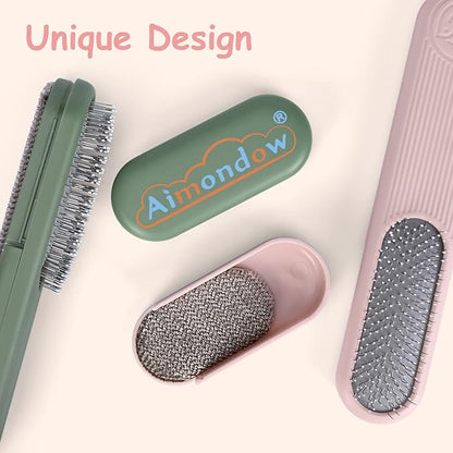 Dog Hair Remover Brush, Cat Grooming Brush for Long and Short Hair Dogs Cats, Self Cleaning Shedding Brush for Massage, Removes Puppy Loose Undercoat Mats Tangled Hair (Pink)