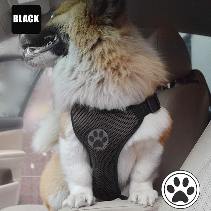 Dog Harness, Pet Vest Harness for Dogs in Car Adjustable Neck and Chest Strap Breathable Soft Fabric Multifunctional Vest with Quick Release for Travel Walking Daily Use