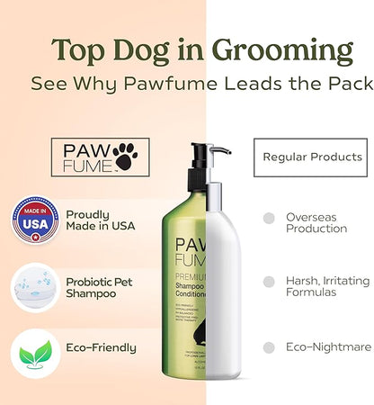 PAWFUME Deshedding Dog Shampoo and Conditioner, Show Dog, 2-Pack  Nourish & Detangle for Silky Soft Coat  Probiotic, Deep-Cleaning, pH-Balanced Formula  Salon-Quality Shampoo for Dogs