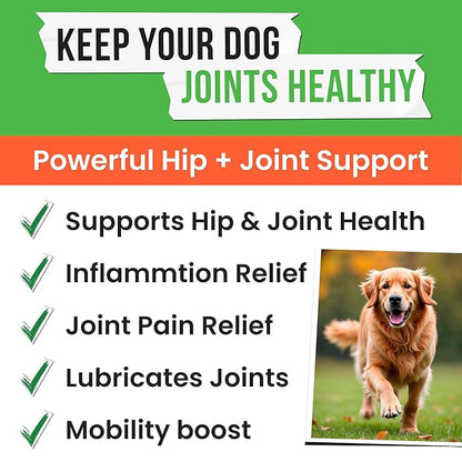 Hemp Treats - Dog Joint Supplement - Mobility Support Chews w/Glucosamine Chondroitin, Turmeric, MSM - Hip & Joint Chews - Joint Pain Relief Treats - 120Ct