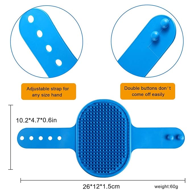 2 Pcs Dog Grooming Brush, Pet Shampoo Brush Dog Bath Grooming Shedding Brush Soothing Massage Rubber Comb with Adjustable Strap for Short Long Haired Dogs and Cats