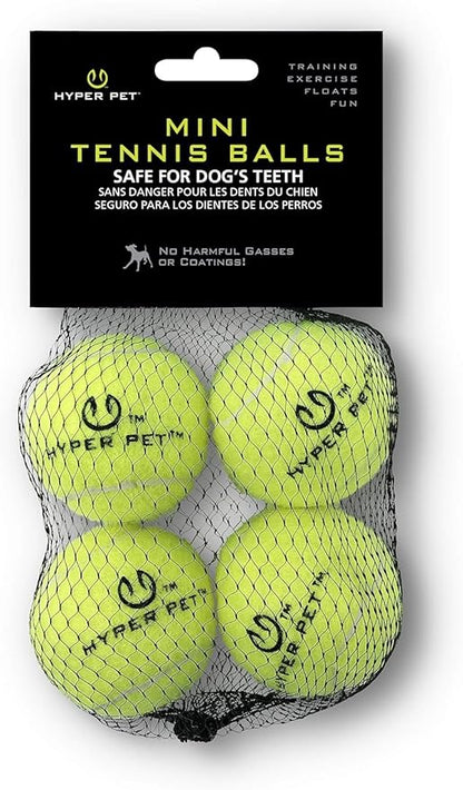 Hyper Pet MINI Tennis Balls for Dogs (Pet Safe Dog Ball for Exercise & Training, Interactive Toys work with Hyper Pet K9 Kannon MINI Launcher - 4 Pack MINI Green