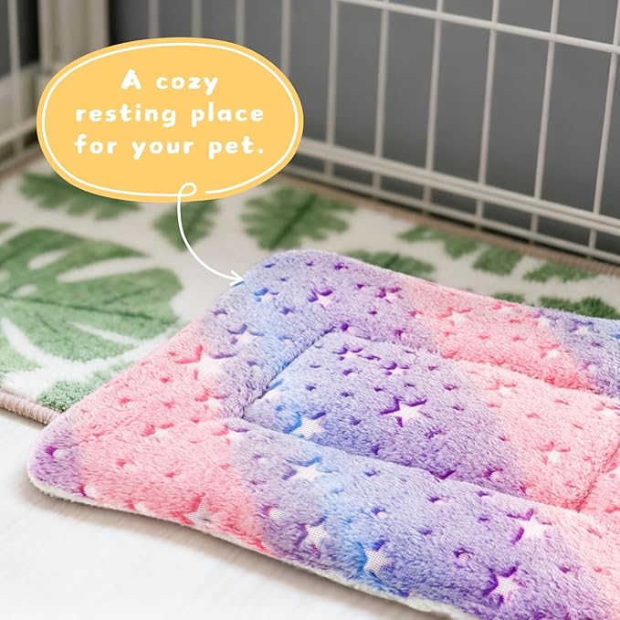 4-Pack Rabbit Bed, Washable Bunny Mat, Fleece Guinea Pig Bedding, Soft Flannel Small Animal Cage Liner, Blanket for Hamster Ferret - 19"x13"