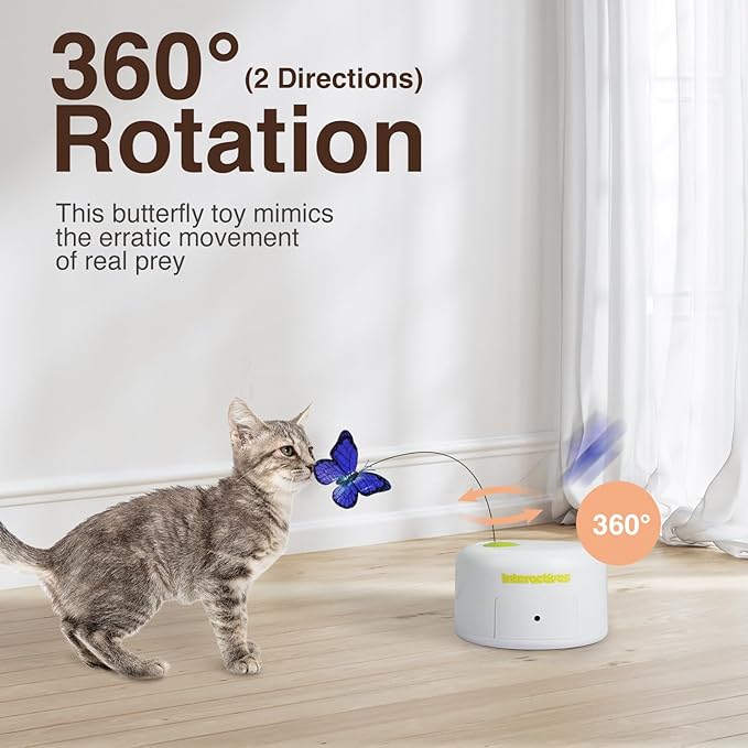 ALL FOR PAWS Interactives Cat Teaser Toy Flutter Bug Cat Wand Toy Fun Playing Toys Kitten Toys with Shiny Butterfly