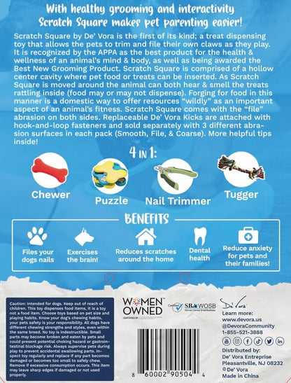 De' Vora Scratch Square - Dog Nail Scratch Board Treat Box | 5 in 1 Dog Scratch Pad for Nails | Dog Nail Scratch Board with Treat Box | Scratch Pad for Dogs Nail File | Dog Scratch Board XS/S