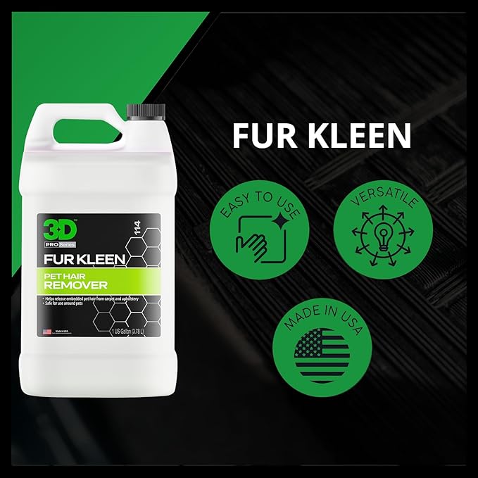 3D Fur Kleen - Pet Hair Remover & Cleaner - Loosens Embedded Pet Fur for Easy Removal - Safe for Carpets, Upholstery & Auto Interiors