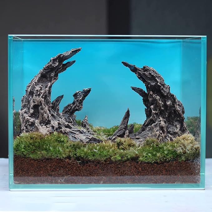 Novelsite Fish Tank Decor- Jagged Canyon Rock Formation ，Made of Solid Sandstone，Suitable for a Variety of Fish Tank Scenes, DIY Planting Moss, Safe and Non-Toxic