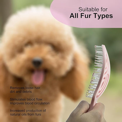 Eco-Friendly Detangling Pin Brush for Dogs and Cats | Ergonomic Handle Pet Brush for Wet or Dry Hair, Gentle Grooming Tool for Pets, Pink