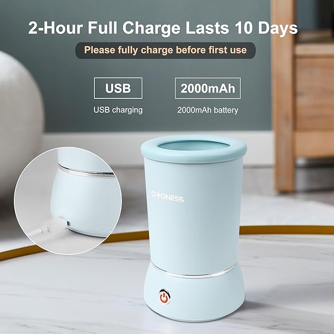 DOGNESS Automatic Dog Paw Cleaner, Rechargeable Paw Washer for Dogs Portable Electric Paw Cleaner Cup for Small to Medium Dogs (Light Blue)
