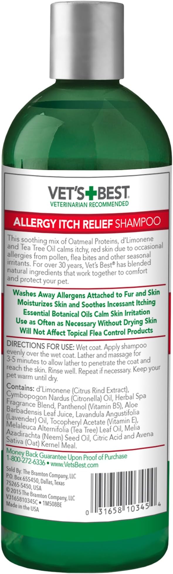 Vet's Best Allergy Itch Relief Dog Shampoo | Cleans and Relieves Discomfort from Seasonal Allergies | Gentle Formula | 16 Oz