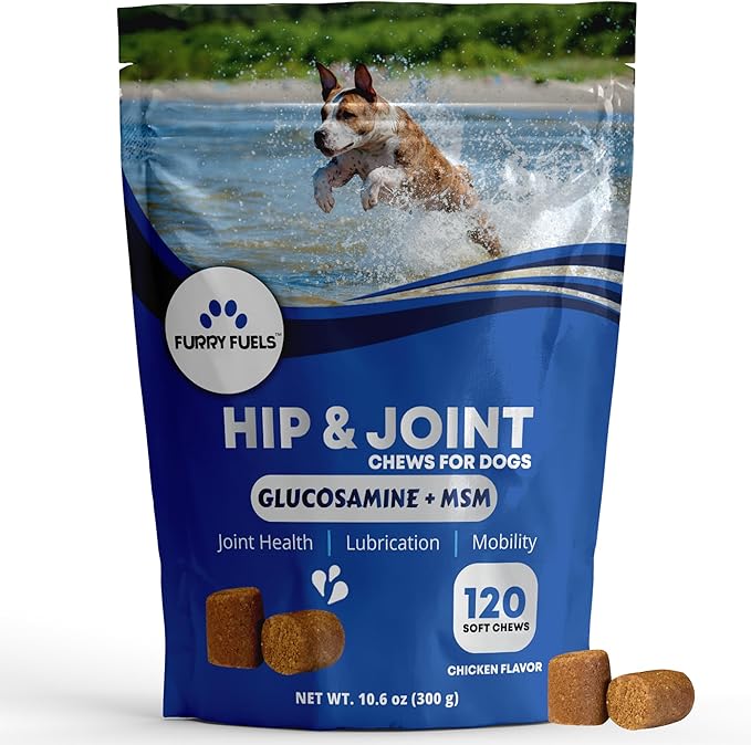 Hip and Joint Supplement for Dogs 120 Dog Chews - Advanced Glucosamine for Dogs - Chicken Flavor Hip and Joint Chews for Dogs - Dog Pain Relief Supplement - Perfect for Small to Medium and Large Breed