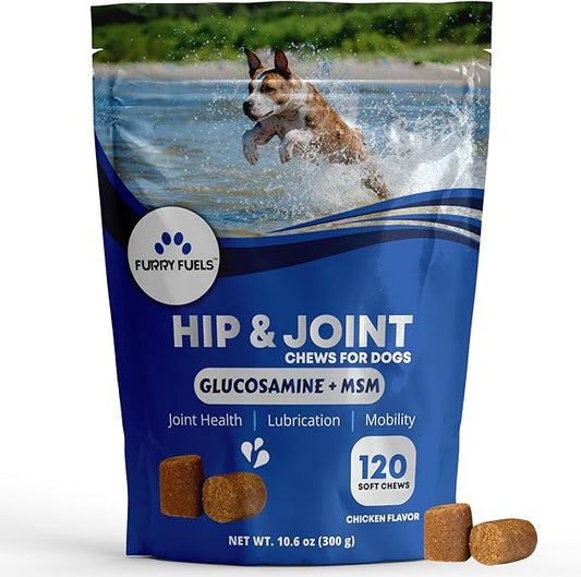 Hip and Joint Supplement for Dogs 120 Dog Chews - Advanced Glucosamine for Dogs - Chicken Flavor Hip and Joint Chews for Dogs - Dog Pain Relief Supplement - Perfect for Small to Medium and Large Breed