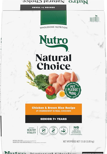 Nutro Natural Choice Senior Dry Dog Food, Chicken and Brown Rice Recipe, 13 lbs.