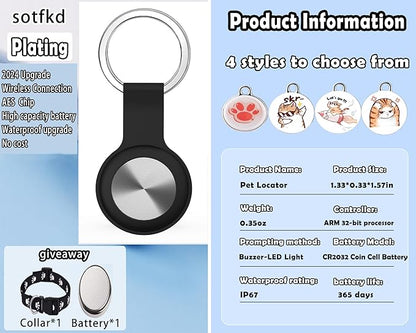 Dog Tracker-Cat Tracker Collar-Pet Tracker-GPS Tracker for Dogs | Android and iOS Universal | No Monthly Fee | No Charging Required | Waterproof | Works with Any Collar