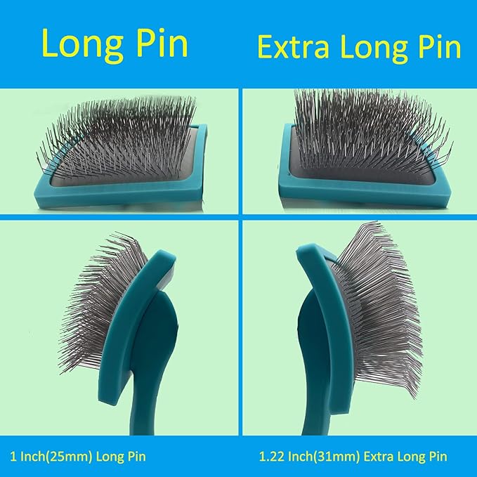 Extra Long 31mm Pin Dog Grooming Brush & Pet Comb Value Kit, Dog Brushes for Medium & Long Haired Dogs - Goldendoodle, Labradoodle, Poodles Hair Brush