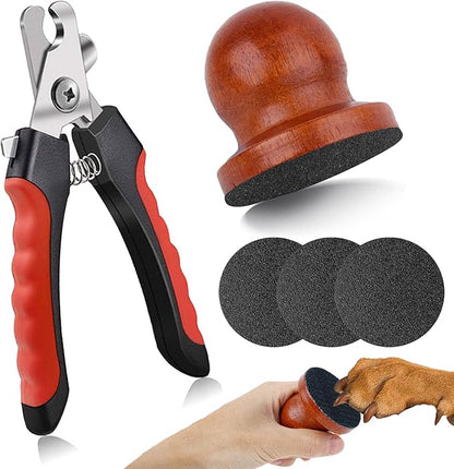 Dog & Cat Pets Nail Clippers and Trimmers with Nail File for Dogs w/ 3 Replaceable Sandpapers Round Relaxing Dog Nail Trimming Board, Dog Grooming Clippers Claw Trimmer with Safety Guard
