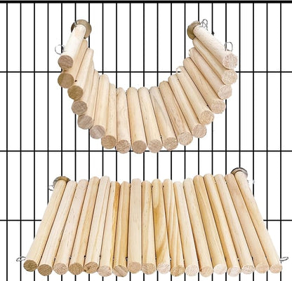 2Pcs Chinchilla Wood Ledge Hamster Wooden Flexible Platform Perch Climbing Toys Cage Accessories for Rat Mouse Sugar Glider Small Animal