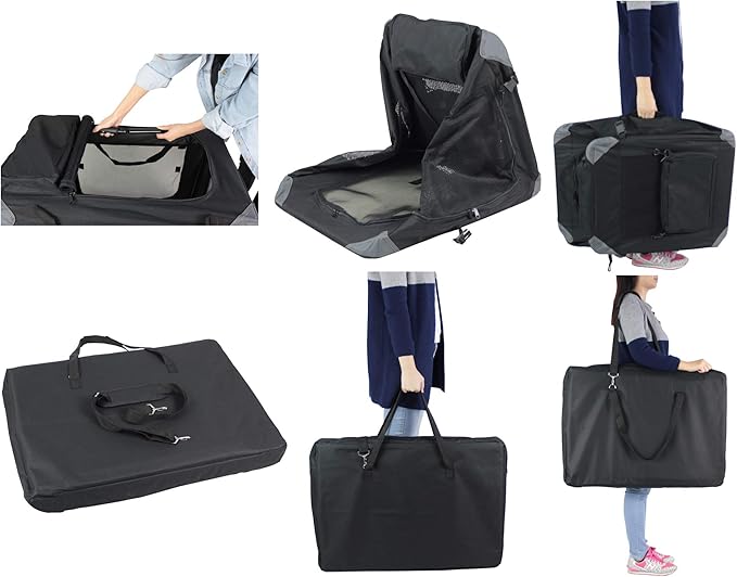 EliteField 3-Door Folding Soft Dog Crate with Carrying Bag and Fleece Bed (2 Year Warranty), Indoor & Outdoor Pet Home (24" L x 18" W x 21" H, Black)