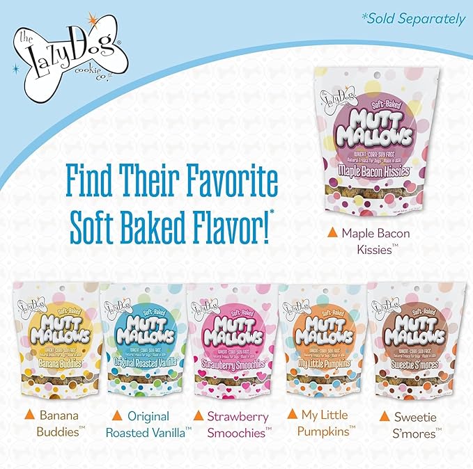 The Lazy Dog Cookie Co. Mutt Mallows Soft Baked Dog Treats, Wheat, Corn & Soy Free, Baked in The USA, 5 oz Cost Saving Variety Bundle (Pack of 3)