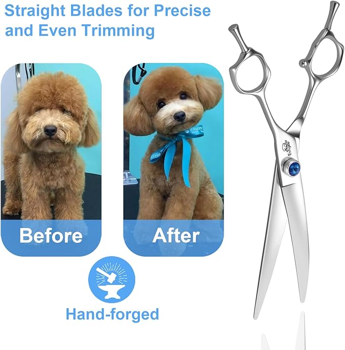 7" Curved Dog Grooming Scissorsï¼25 Degree of Curved Blade,Premium Pet Grooming Shears for Trimming Face and Paws