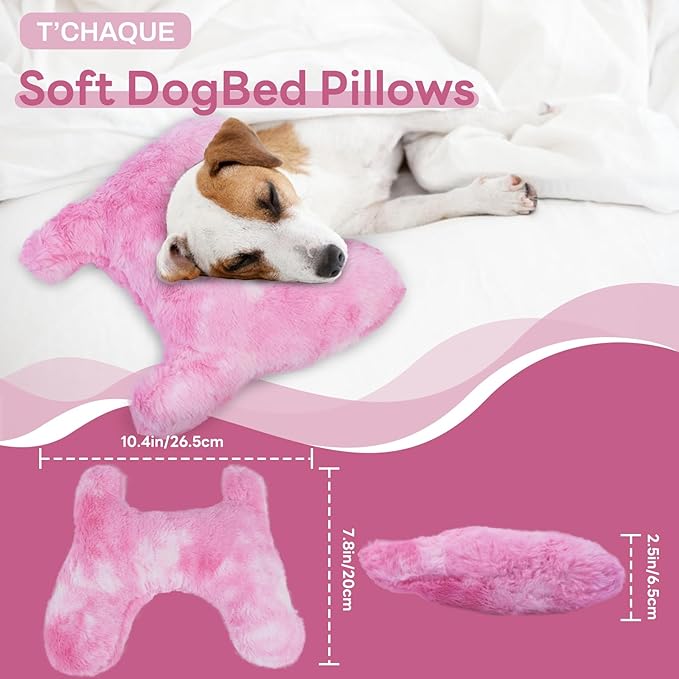 T'CHAQUE Dog Pillow Bed Cat Pillows for Indoor Cats Soft Dog Calming Pillow for Small Dogs Anxiety Relief Comfort Dog Neck Pillow Pet Sleeping Improve Pet Calming Toy for Upper Spine Support