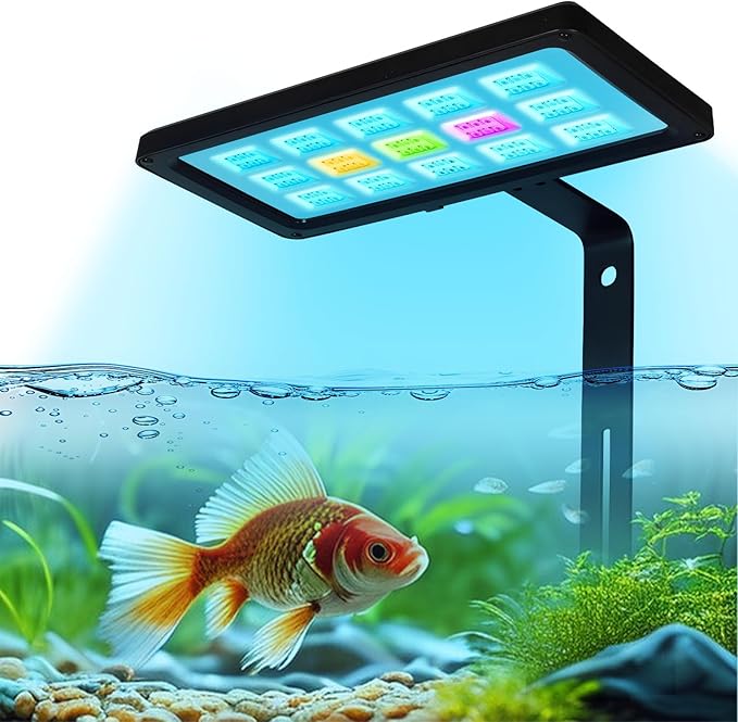 LED Aquarium Light for Plant,24/7 Mode Clip On Aquarium Light with Timer for 12-29 inch Freshwater Fish Planted Tank,Adjustable Brightness 8 Colors 38W Full Spectrum RGBW Fish Tank Light