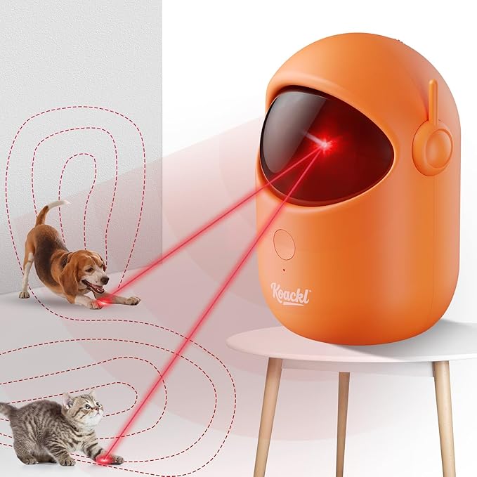 Interactive Cat Toys for Indoor Cats, Cat Laser Pointer Toy, Rechargeable Automatic Cat Toy with Timer & Speed Modes for Cats Dogs Training and Exercise(Orange)