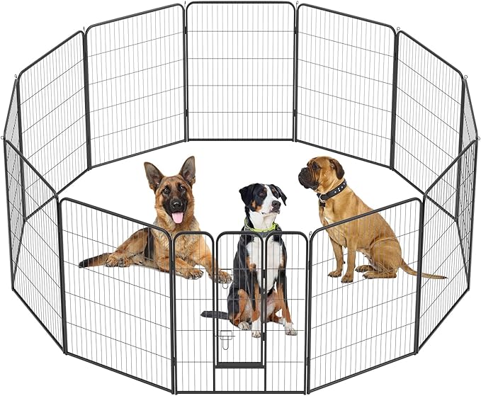 BestPet | Dog Playpen | 40 Inch, 12 Panels | Heavy Duty Metal Pet Exercise Pen | Indoor Outdoor Fence Panels | Rust-Resistant, Removable, Tool-Free Setup | Anti-Skid, Expandable Design