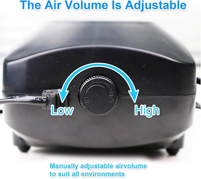 Coospider Upgrade 12W Aquarium Air Pump, Ultra Quiet Aquarium Bubbler, Dual Outlet Fish Tank Bubbler Adjustable Airflow for Large Aquarium Oxygen Generator with Air Stone for 20-600 Gallon