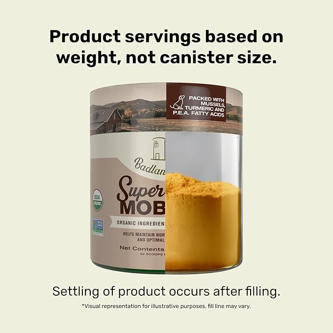 Badlands Ranch by Katherine Heigl- Super Mobility Canine Supplement Organic Ingredients Helps Maintain Healthy Cartilage, Optimal Joint Function (90 Grams, 30 Scoops)