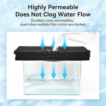 Aquarium Filter Sponge Pad, Filter Media Foam Sponges, Filter Accessories for Fish Tanks and Ponds (18.5"x18.5"x0.8", 50PPI, 2 Pack)