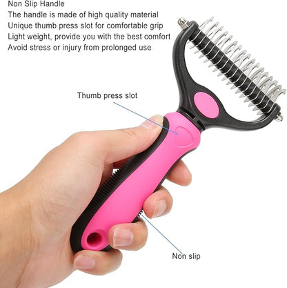 Undercoat Rake For Dogs,Double-Sided Dog Brush for Shedding,Dogs/Cats Professional Deshedding Brush,Removes Mats Tangled & Thinning Hairs with No Scratch,