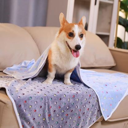 Luciphia 1 Pack 3 Blankets Super Soft Cute Dot Pattern Pet Blanket Flannel Throw for Dog Puppy Cat Medium(30x20), Blue