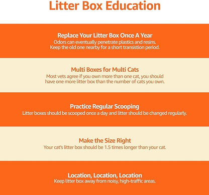 Amazon Basics No-Mess Hooded Enclosed Cat Litter Box, Large, Multicolor, 24 in x 18 in x 17 in