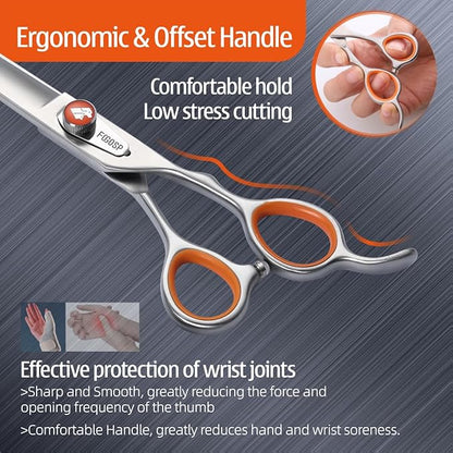 7'' Straight Dog Grooming Scissors Professional Grooming Shears for Dogs Cat Pet Japan 440C Stainless Steel Dog Cutting Scissors for Grooming Right Handed