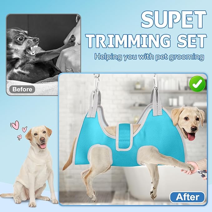 Supet Dog Grooming Hammock Harness for XL Dogs, Relaxation Dog Sling for Nail Trimming with Thick Fabric Back Support, Helper Dog Hammock for Nail Trimming Clipping