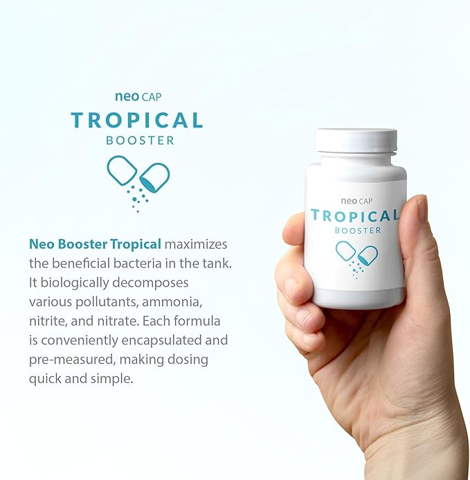 Neo Cap - Water Conditioner for Aquarium Tank with Organic Carbon - Supports Healthy Water Conditions, Enhances Clarity, Safe for Freshwater & Saltwater - Booster Tropical, 20 Capsules