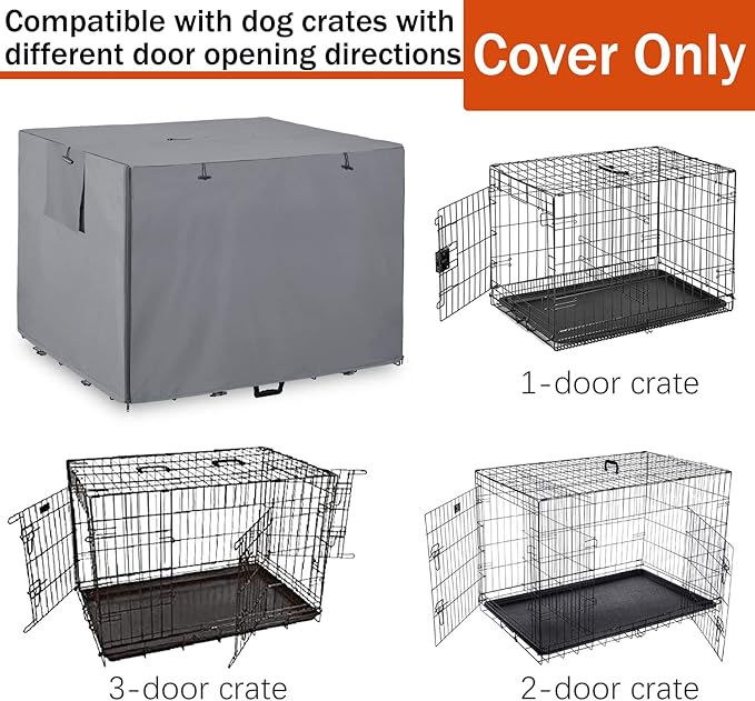 48Inch Wire Dog Crate Cover,Durable Windproof Privacy Polyester Pet Kennel Covers,Breathable Blackout Cover for 1/2/3 Door Dog Cage. (48" L x 30" W x 33" H,Grey)
