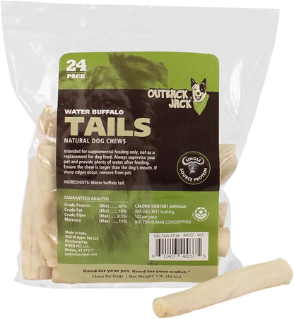 Water Buffalo Tails 100% Natural Dog Treats, 6 Inch, 16 Oz. Bag
