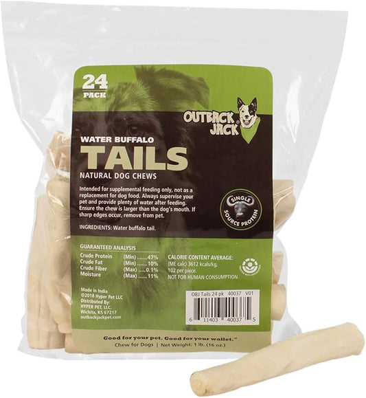 Water Buffalo Tails 100% Natural Dog Treats, 6 Inch, 16 Oz. Bag