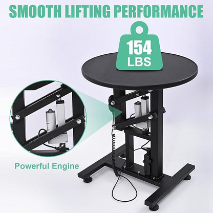 24" Electric Dog Grooming Table, Fast Lift Heavy Duty 360° Rotating Pet Grooming Desk for Small Dogs with Anti Skid Tabletop, Remote, Grooming Set, Tool Organizer, Black