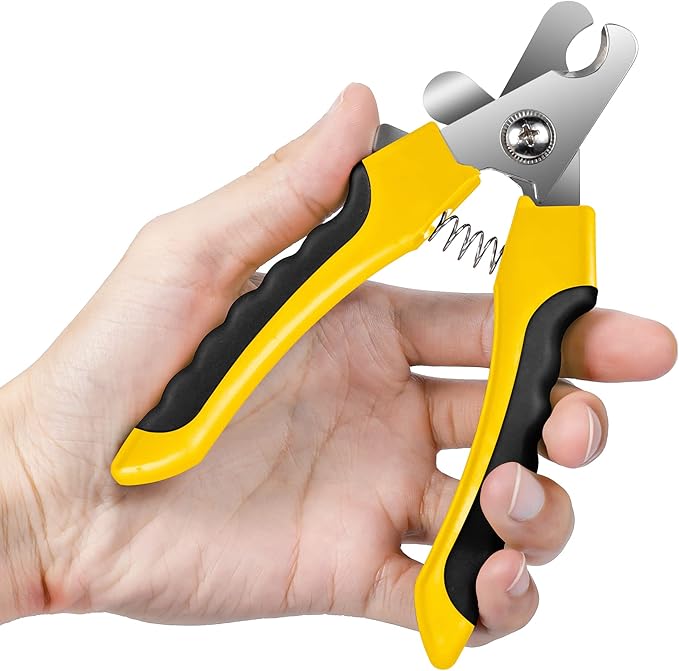 Dog Nails Clippers Trimmer with Safety Guard to Avoid Over-Cutting, Razor Sharp Blades with Bonus Dog Nail File, Cat Claw Clippers with Sturdy Non Slip Handles for Pets Dog Cat?Yellow & Black?