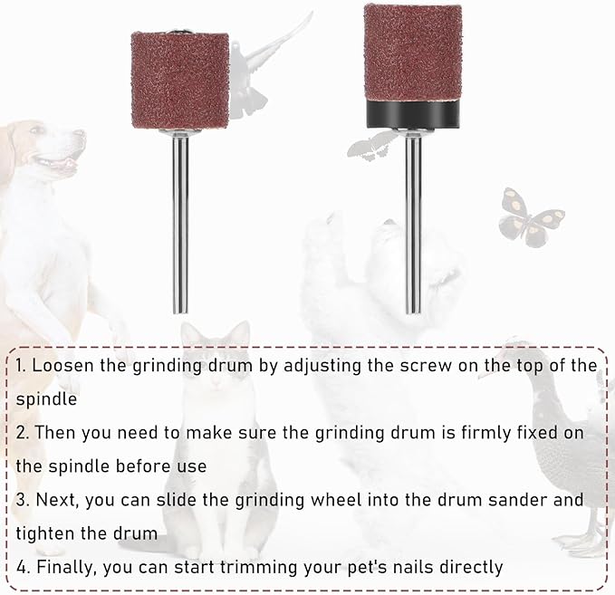 33pcs Dog Nail Grinder Pet Nail Grinder for Dogs Replacement Kit Sanding Drum Set with Grit Sanding Bands Pet Nail Smoother Dog Claw Care Rotary Tool Kit Dog Claw Trimmer Tools (1/2 Inch 120 Grit)