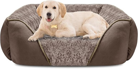 INVENHO Large Dog Bed Rectangle Washable Orthopedic Soft Calming Sleeping Durable Pet Cuddler with Anti-Slip Bottom
