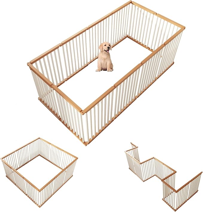 Dog Playpen Foldable Metal Pet Pen Fence Pet Door 12 Panels for Medium/Small Dogs, Indoor & Outdoor,Portable Pet Playpen for Camping, Yard and RV