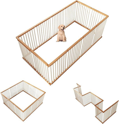 Dog Playpen Foldable Metal Pet Pen Fence Pet Door 12 Panels for Medium/Small Dogs, Indoor & Outdoor,Portable Pet Playpen for Camping, Yard and RV