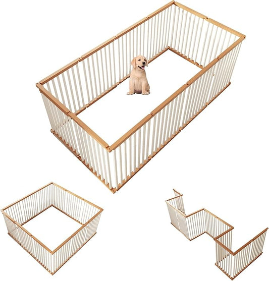 Dog Playpen Foldable Metal Pet Pen Fence Pet Door 12 Panels for Medium/Small Dogs, Indoor & Outdoor,Portable Pet Playpen for Camping, Yard and RV