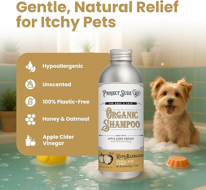 Hypoallergenic | Oatmeal & Honey Liquid Dog Shampoo| Extra Gentle for Even Puppies| Unscented